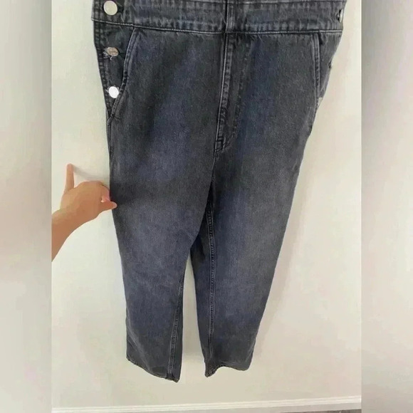 FRAME Denim Classic Jean Overalls in Blackwater Black Wash Sz S NWT READ DESC - Picture 2 of 6